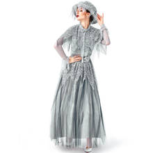 Day of The Dead Graveyard Ghost Bride Costume Halloween Gray Skeleton Spooky Maid Fantasia Fancy Dress 2024 - buy cheap