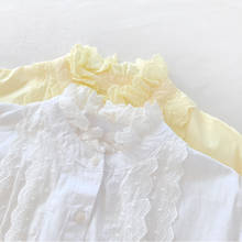 Lamroad blusa com babados para meninas, camisa de princesa de floresta para meninas, laços e patchwork, moda primavera 2021 2024 - compre barato