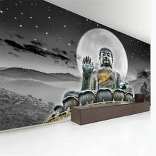 Personalizado 3d papel de parede mural hong kong buda gigante imponente estátua de buda decoração do fundo da pintura sala estar papel 2024 - compre barato