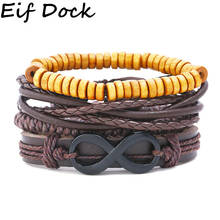 Eif Dock New Fashion Infinity 8 Leather Bracelets DIY Wood Beads Multilayer Bandage Brand Friendship Charm Bracelet For Women 2024 - buy cheap