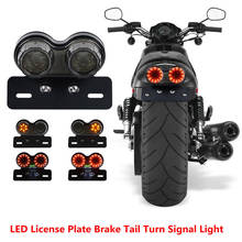 Farol duplo com led para motocicleta, 12v, luz integrada, seta e placa de freio 2024 - compre barato