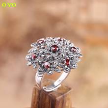 Fabricantes de joyas de plata tailandesa S925 anillo rojo Granada para mujer envío gratis 2024 - compra barato