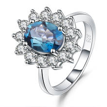 Anel de ballet gem's 1.57ct de flor oval, anel topázio azul natural de prata esterlina 925, joias clássicas para mulheres 2024 - compre barato