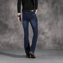 Calças de brim masculinas 2019 primavera e outono calças de brim de micro-chifre masculinas versão coreana do estiramento-calças de brim azul escuro fino 2024 - compre barato