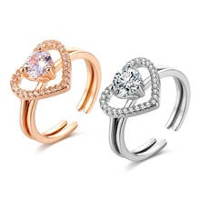 En conjunto de anéis de cristal dois em um, anéis de zircônia para mulheres, presente de casamento, joia statement 2024 - compre barato