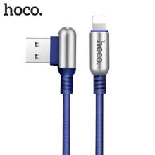 Hoco usb cabo de carregamento rápido liga de zinco 90 graus cabo usb para iphone 11 pro max xs max xr 8 7 6 mais ipad sincronização de dados fio 2024 - compre barato