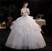 Novo outono rendas bordado manga curta tull vestido de casamento querida elegante plus size vestido de noiva noiva chão marfim 2024 - compre barato