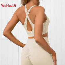 Wohuadi 2020 yoga wear sexy cruz cinta sutiã esportivo conjunto de roupas de fitness 2pcs conjunto yoga runing workout ginásio conjuntos feminino 2024 - compre barato