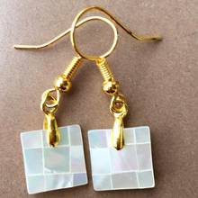 Free Shipping Beautiful White Mother of Pearl Shell Square  Beads Earring PC9360 2024 - buy cheap