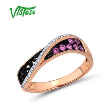 Vistoso anel de ouro brilhante, anel de ouro rosa safira brilhante joias finas linetrendy para mulheres 14k 585 2024 - compre barato