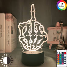Lâmpada 3d acrílica de dedo médio, luz noturna de led para decoração de escritório para meninos e meninas, atmosfera de mudança de cor 2024 - compre barato