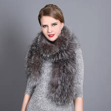 Bufanda de piel de zorro para mujer, pañuelo de lujo para mujer, cuello grueso y cálido, ropa de invierno 2024 - compra barato