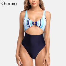 Charmo-maiô feminino com decote em v, roupa de banho sexy, duas peças, transversal, colorido, moda praia 2024 - compre barato