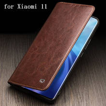 New Genuine Leather Case for Xiaomi 11 Cow Luxury Flip Phone Cover Skin for Xiaomi mi 11 mi11 Wallet Case with Card Slot funda 2024 - buy cheap