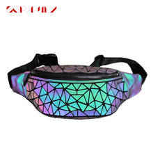 Fashion Women's Luminous Waist Bags Women Fanny Packs Belt Bag Chest Handbag Geometry Waist Packs holographic Travel Phone Bag 2024 - buy cheap