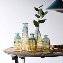 Vaso de vidro em relevo vintage, acessórios de decoração para casa, vaso de vidro transparente 2024 - compre barato