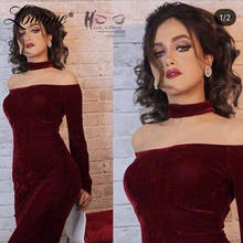 Burgundy Black Moroccan Kaftans Muslim Formal Evening Dress Long Sleeves Dubai Arabic Mermaid Prom Gown Abendkleider 2020 Party 2024 - buy cheap