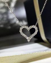 Love Heart Pendant Silver Color Long Chain Necklace with Bling ZIrcon Stone for Women Fashion Jewelry Choker Statement Necklace 2024 - buy cheap