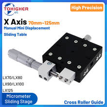 X eixo botão micrômetro deslizante fase plataforma deslocamento manual mesa deslizante LX70-L/lx80/LX90-L/LX100-L/LX125-L trilho de guia 2024 - compre barato