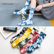Nova moda hiphop tie-tintura meias masculinas e femininas algodão colorido vortex harajuku skate rua original engraçado feliz tubo meias 2024 - compre barato