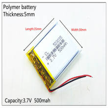 Bateria de lítio polímero 3.7v, de energia litro 503035 500mah mp3 mp4 mp5 gps sd gravador 483037 2024 - compre barato