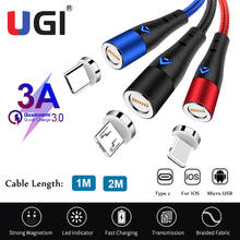 УГИ 3A быстрой зарядки Магнит кабель для IOS Телефон USB C Type-C и Micro USB Android кабель для передачи данных зарядное устройство мобильный телефон для Samsung 2024 - купить недорого