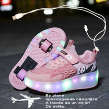 New Glowing lluminated Sneakers With Wheels Wheelys Shoes Roller Led chargeable Shoes Kids Girls Children Boys Light Up Luminos 2024 - buy cheap