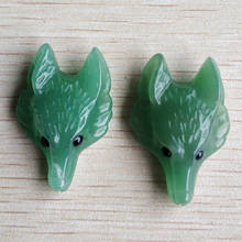 Atacado pingentes de forma de raposa esculpidos em forma de raposa, 2 moda verde natural, colar para fazer joias, frete grátis 2024 - compre barato