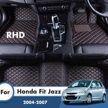 Alfombrillas de cuero RHD para el suelo del coche, accesorios personalizados para el Interior del coche, almohadillas para los pies, para Honda Fit Jazz 2007, 2006, 2005, 2004 2024 - compra barato