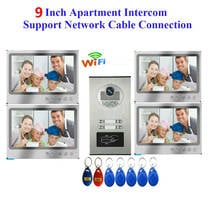 9 inch Wired Wifi Apartments Video Door Phone Intercom System RFID IR-CUT HD 1000TVL Camera with 2~4Apartment/Family 2024 - buy cheap