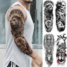 Large Arm Sleeve Tattoo Sculpture Angel Warrior Lion Waterproof Temporary Tatto Sticker Fox Body Art Full Fake Tatoo Women Men 2024 - buy cheap