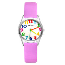 Reloj de pulsera de cuero de cuarzo para niños y niñas, cronógrafo Infantil con números de Color, a la moda 2024 - compra barato