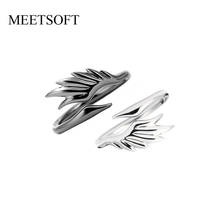 MEETSOFT-Anillo de apertura Chapado en plata para mujer, sencillo, ajustable, Retro, pequeño, de Metal, cisne de pareja, regalo de joyería negra 2024 - compra barato