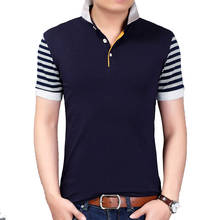 Browon camiseta masculina de manga curta, camiseta listrada estilo coreano para verão, design de retalhos, roupas masculinas 2021 2024 - compre barato