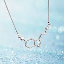 Chemistry Polygon Serotonin Molecule Necklaces & Pendants Long Chain Necklaces for Women Minimalist Statement Jewelry 2024 - buy cheap