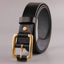Cinturón retro de lujo para hombre, con hebilla de cobre puro, de alta calidad, cuero de grano completo, vaquero, 130cm 2024 - compra barato