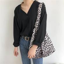 Leopardo bolsa de lona feminina bolsa 2019 moda grande capacidade bolsa lady leopard impressão lona tote feminino bolsas de ombro 2024 - compre barato