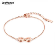 Jeemango pulseira com pingente do infinito, pulseira feminina ouro rosa sem chuva de aço clássica joia com fecho para mulheres jb18091 2024 - compre barato