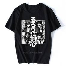 Anime Manga Rurouni Kenshin T Shirt Men Cotton Himura Kenshin Meiji Swordsman Samurai X Tee Tops Short-Sleeve T-shirt Harajuku 2024 - buy cheap