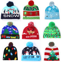Christmas Hats Sweater Santa Snowflake Knitted Beanie Hat With LED Light Up Cartoon Patteren Christmas Gift For Kids New Year 5Z 2024 - buy cheap
