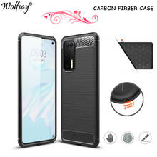 Carbon Fiber Cover For Huawei P40 Case Rubber Bumper Silicone Shockproof Case For Huawei P40 Cover Shell For Huawei P40 P 40 Pro 2024 - buy cheap