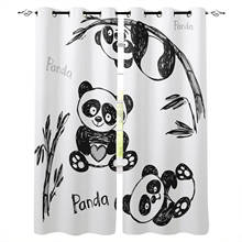 Cortinas opacas modernas de Panda y bambú para sala de estar, cortinas de ventana, dormitorio, cocina, persianas, decoración del hogar 2024 - compra barato