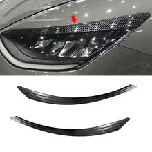 2 pçs estilo de fibra carbono preto amortecedor dianteiro farol sobrancelha pálpebra guarnição capa abs apto para hyundai sonata 2020 2021 2024 - compre barato