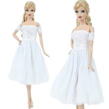 Vestido branco de princesa para barbie, roupa casual diária, saia de noite, vestido bonito, elegante, roupa de princesa, brinquedo da moda 2024 - compre barato