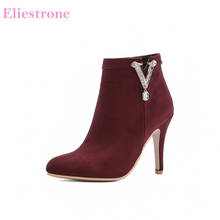 Brand New Winter Comfortable Wine Red Pink Women Ankle Boots Sexy Lady Party Shoes High Heel Plus Small Big Size 11 32 45 48 2024 - buy cheap