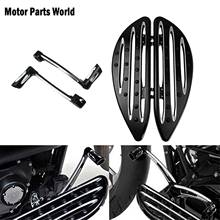 Motorcycle Black Driver Stretched Floorboards Footboard +Heel/Toe Shift Kit Lever W/ Shifter Pegs For Harley Touring Softail FL 2024 - buy cheap