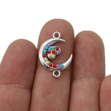 JAKONGO-Conectores de Corazón De Luna chapados en plata y cristal colorido para fabricación de joyas, accesorios de bricolaje para pulsera, 22x16mm, 5 uds. 2024 - compra barato