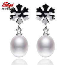 Snowflake 925 Sterling Silver Natural Freshwater Pearl Drop Earrings for Women Fashion Jewelry Gifts Unique Earrings FEIGE 2024 - buy cheap