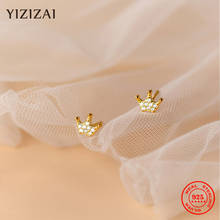 YIZIZAI 925 Sterling Silver Plated 18k Gold Pavé Crystal Crown Star Earrings Women Simple Fashion Wedding Jewelry Accessories 2024 - buy cheap