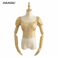 2019 Verão botão elegante blusa branca camisas das mulheres kawaii coreano puff luva sexy colheita encabeça mulheres blusas blusas streetwear 2024 - compre barato